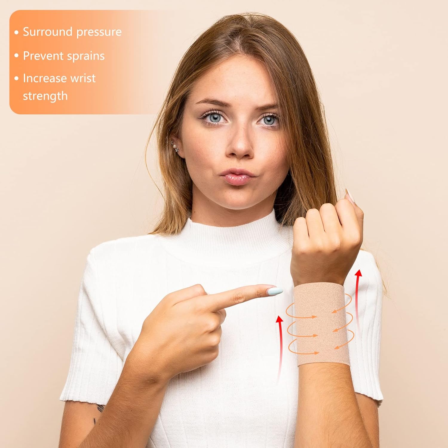 2 Pairs Compression Wrist Sleeve Compression Wrist Brace Wrist Supports Wrist Wraps Elastic Wristbands for Men and Women Tennis, Tendonitis, Carpal Tunnel โ image 6