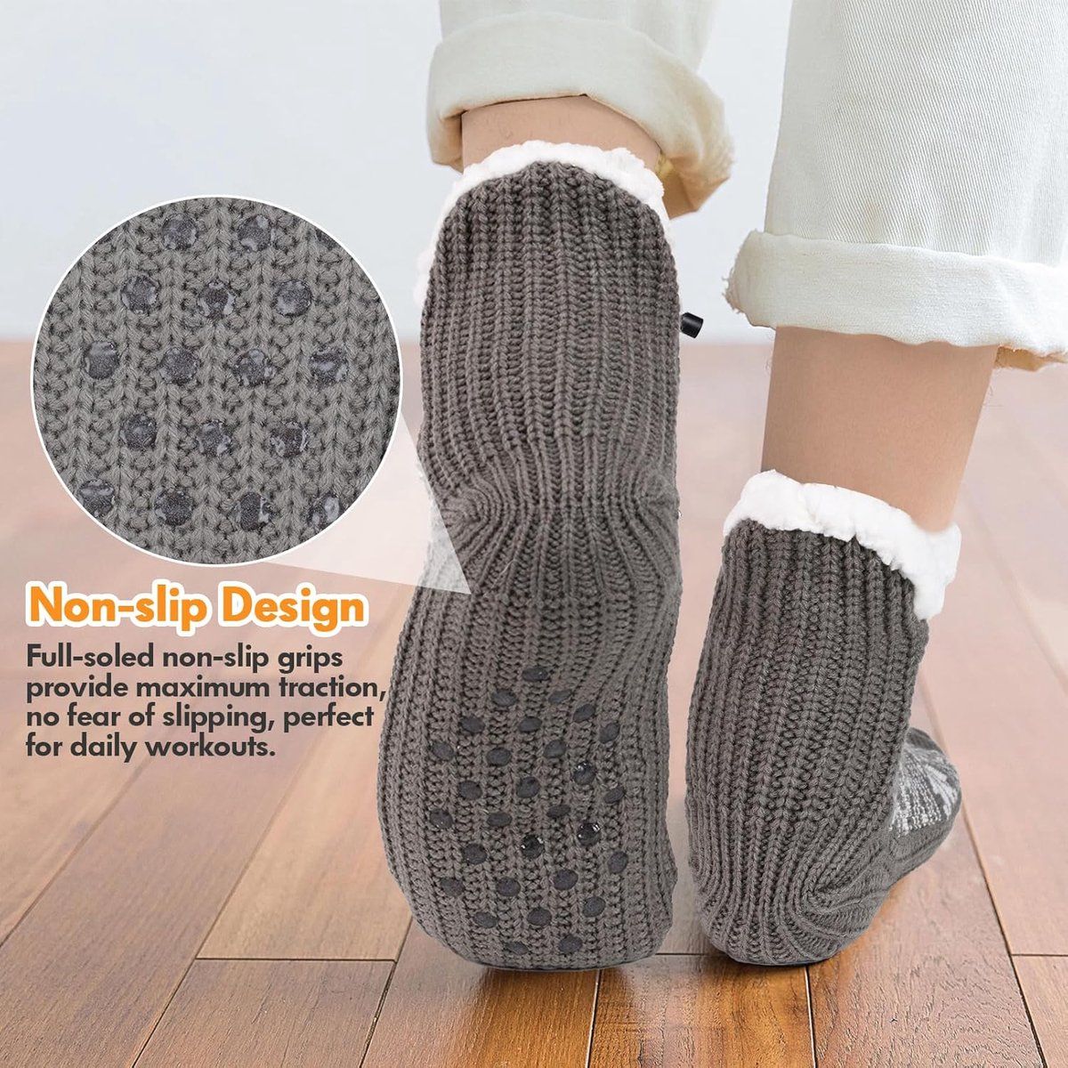 Electric Heated Foot Warmers for Winter, Soft Plush Foot Warmers with Non-Slip Sole, Travel and Daily Use, USB โ image 3
