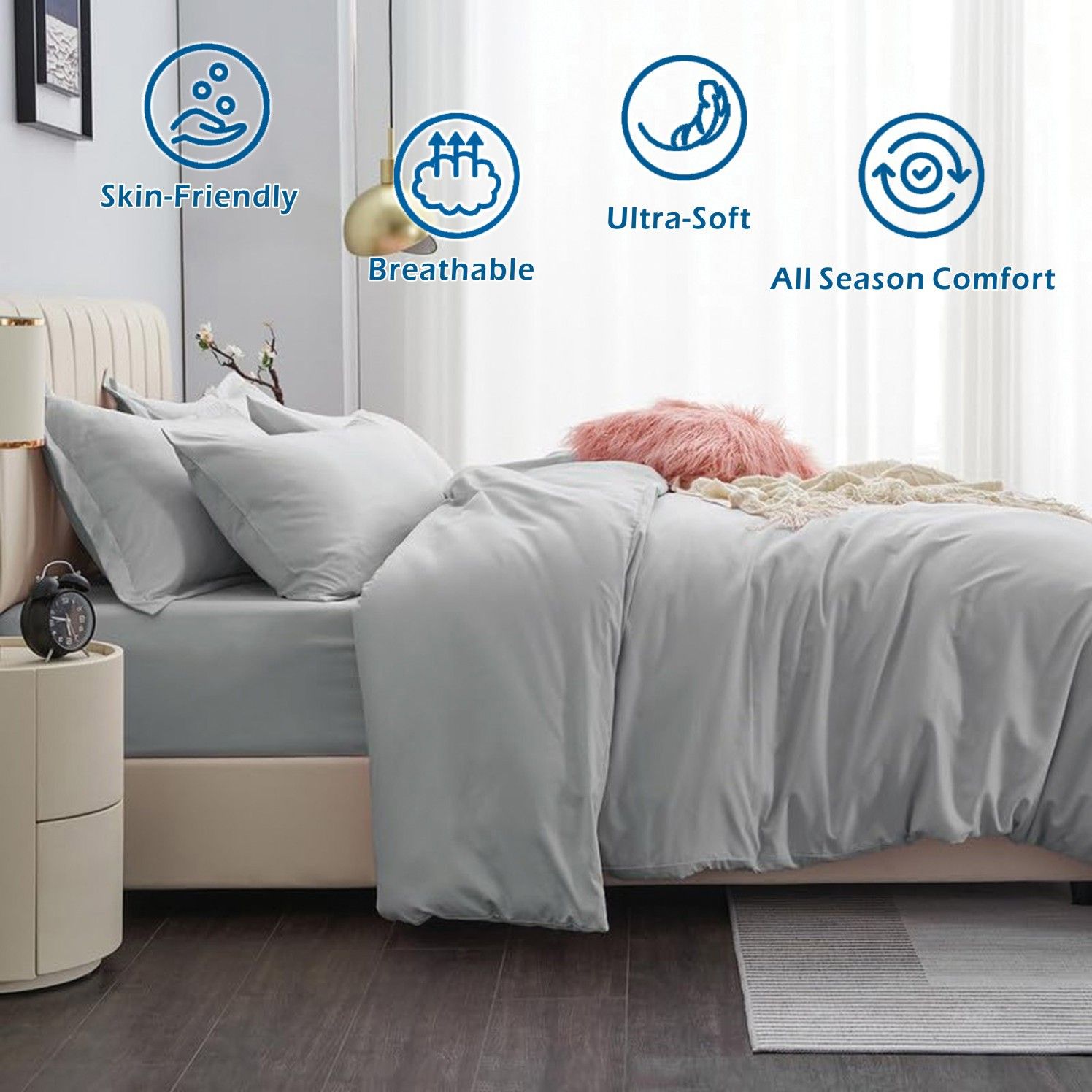 3 Piece Hotel Soft Microfiber Quilt Cover Set-2000TC Duvet/Donna Cover Set & Pillowcases -1 Quilt Cover Zipper Closure & 1 x Pillowcases-Breathable Bedding — image 2