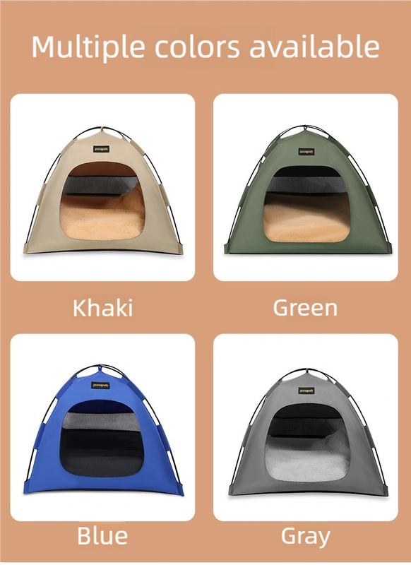 Medium Pet Tent for Cats & Dogs(Khaki) - Portable Comfort Shelter with Soft Cushion — image 3