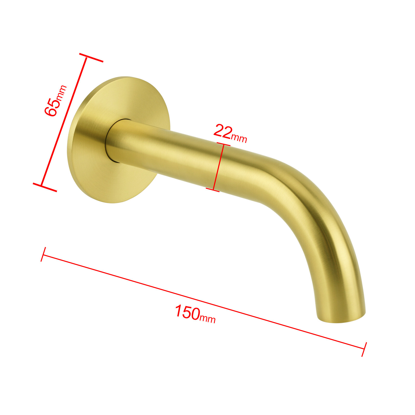 Brushed Gold 150mm Round Curve Faucet Outlet Bathroom Tub Water Filler Spout Set โ image 2