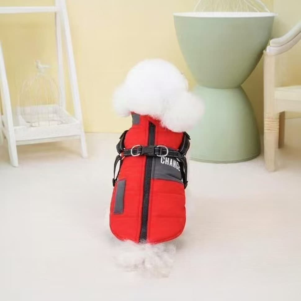 Winter Dog Vest Warm Soft Stand Collar Windproof Waterproof, Multiple Colors, S M L XL, Red — image 4