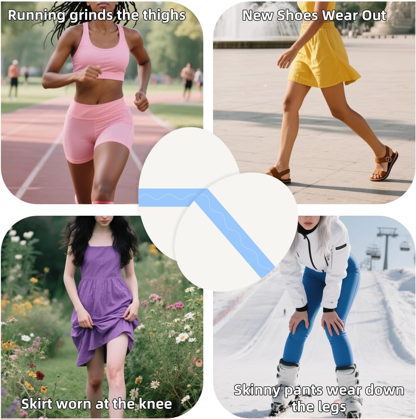 10 Pcs PU Transparent Anti-Chafing Thigh Patches, Waterproof Film Invisible Adhesive Sticker for Thigh, Knee, Heel Protection, Skin-Friendly Tape(4.5 x 3.5 in โ image 4