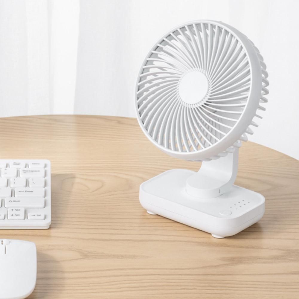 4-Speed Air Circulator Desk Fan Rechargeable Quiet Table Fan for Home Office Dorm White β image 5