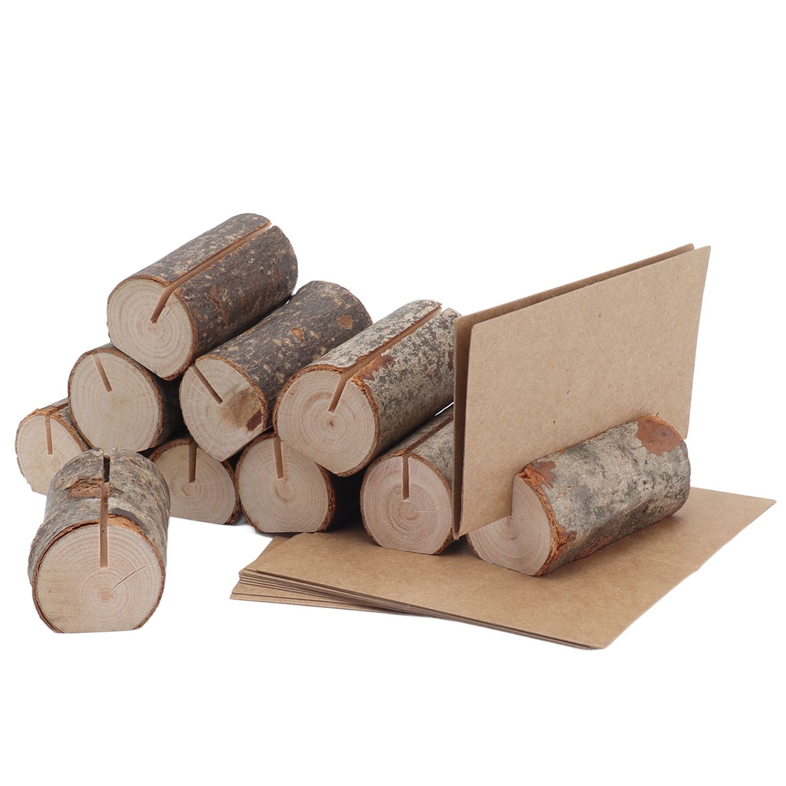 10pcs Wood Memo Holder Circular Decorative Desktop Wooden Photo Stand with Kraft Paper Cards for Weddings Home — image 4