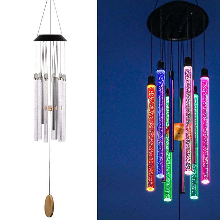 Solar Wind Chimes for Outside, 6 LED Tubes Color Changing Outdoor Clearance Unique Garden Decor Colorful Patio, Gifts for Her/Him — image 5
