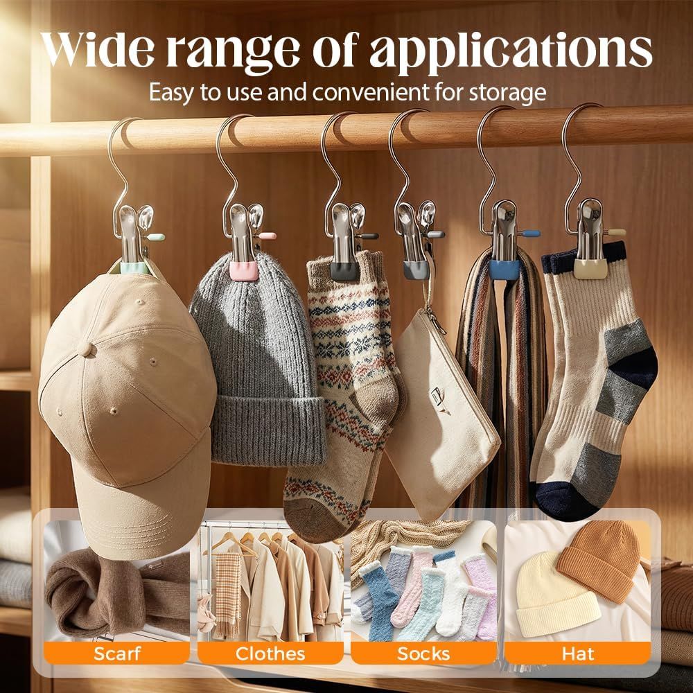 Space-Saving Clothespin Hat Pants Storage Hanging Travel Hook, Stainless Steel Boot Hangers Clips Boot Hangers for Closet, Laundry Hooks Hanging Clips Clothes — image 4
