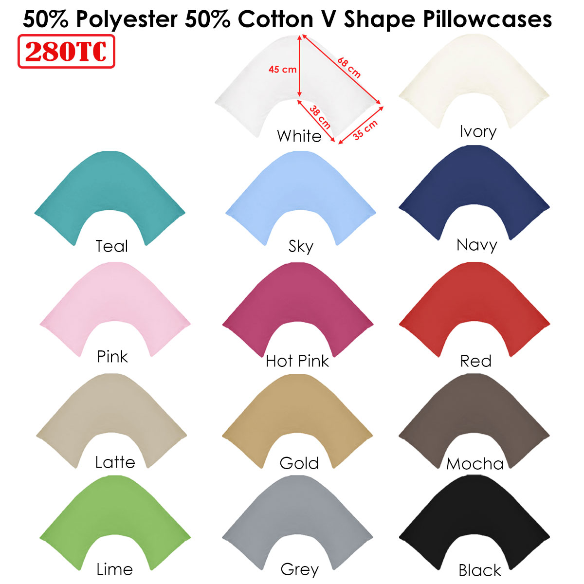 280TC Polyester Cotton V Shape Pillowcase Latte — image 2