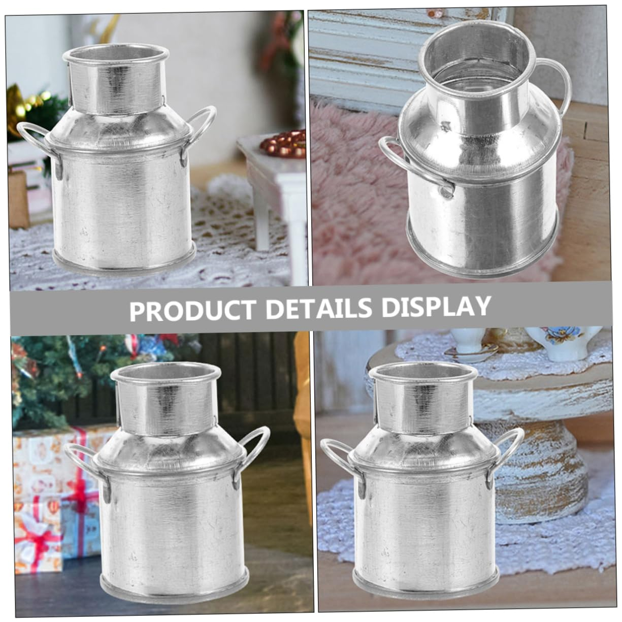 2pcs Doll House Tin Bucket Mini Doll House Decor Miniature Flowers Bucket Miniature Buckets Ornament Mini Milk Jug — image 3