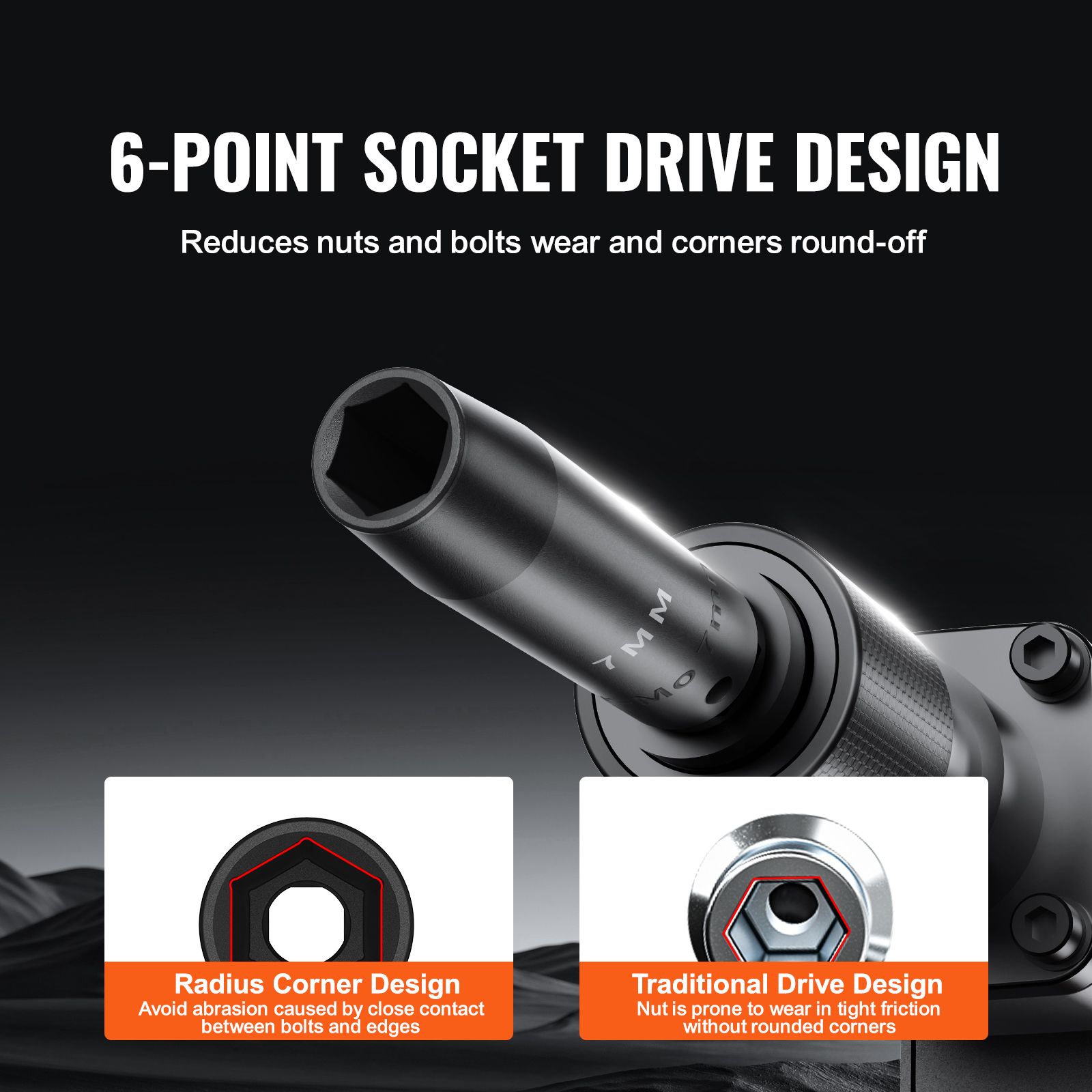 Impact Sockets Set 9pcs 6-Point 1/2in Metric Drive Bit Ratchet Tool Kit โ image 4