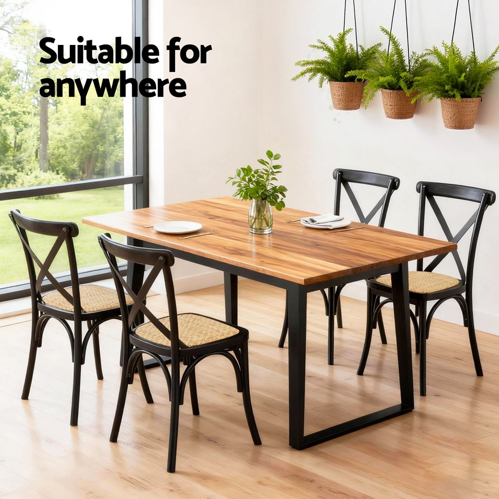 Artiss 4x Dining Chairs Rattan Wooden Kitchen Accent Chair Cafe Lounge Rubber Wood โ image 5