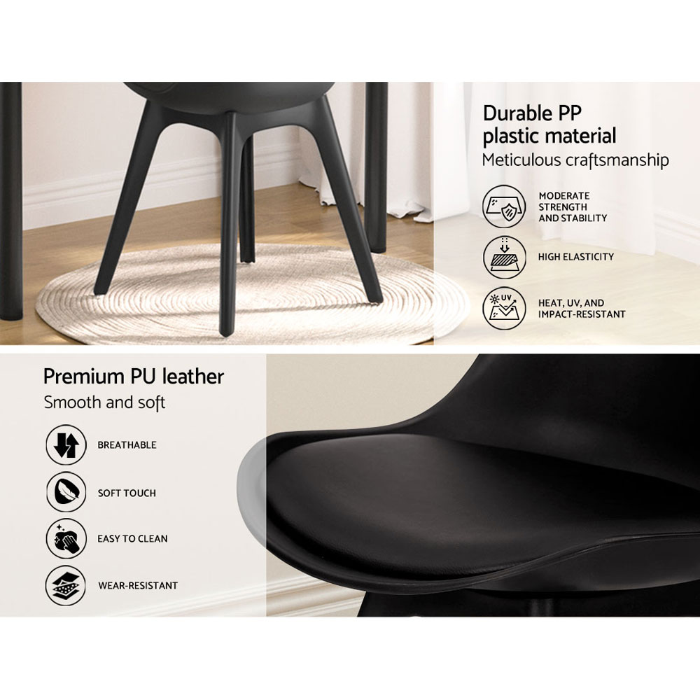 Artiss Dining Chairs Set of 4 Leather Plastic DSW Replica Black — image 5