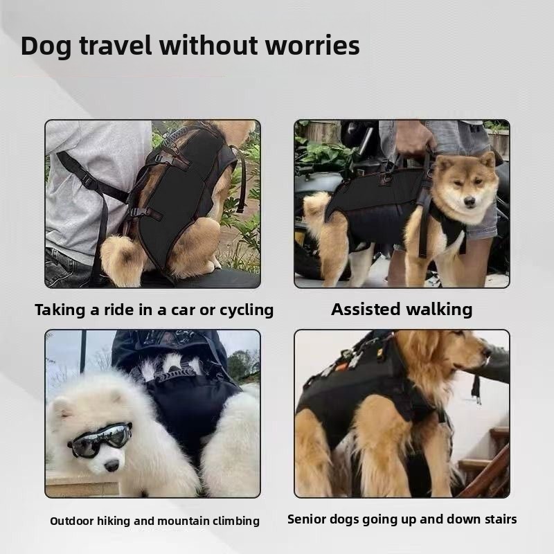 Black Multi-Functional Dog Carrier Backpack and Lift Harness for Hiking and Outdoor Use, Adjustable Breathable Pet Support Sling for Senior or Injured Large — image 3