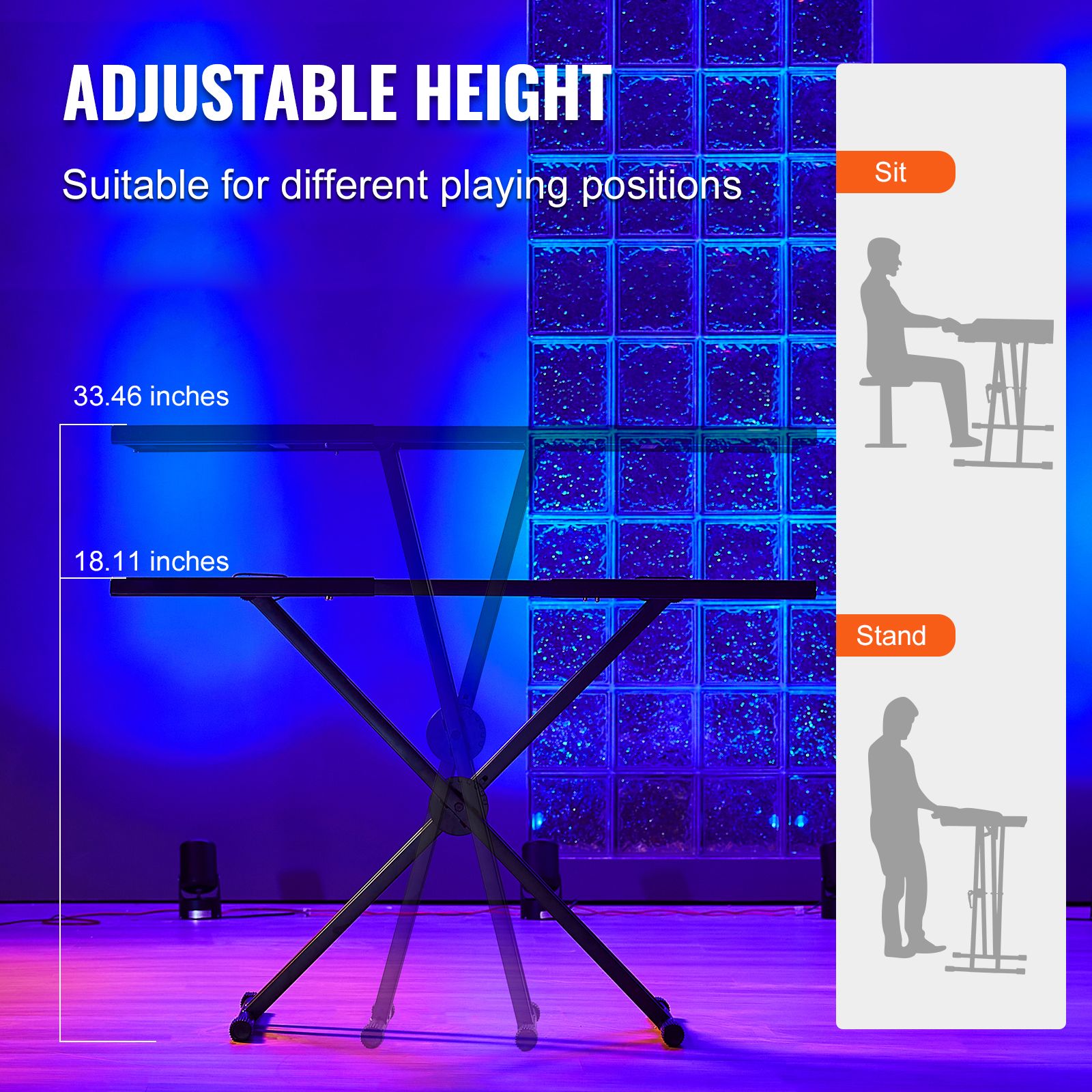 DJ Table Stand, (820-1095)x465 mm Portable DJ Laptop and Controller Stand, Lightweight DJ Desk DJ Booth Adjustable Height DJ Stand, Foldable Double-X Keyboard โ image 5