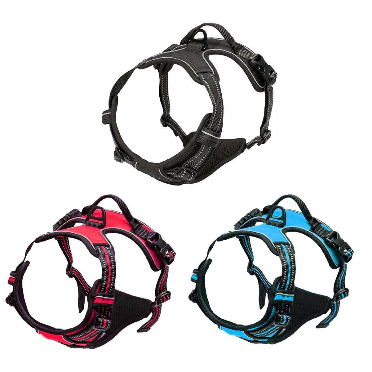 Adjustable No-Pull Dog Harness Vest S-XL Reflective Pet Training Outdoor Handle - Red-M — image 3