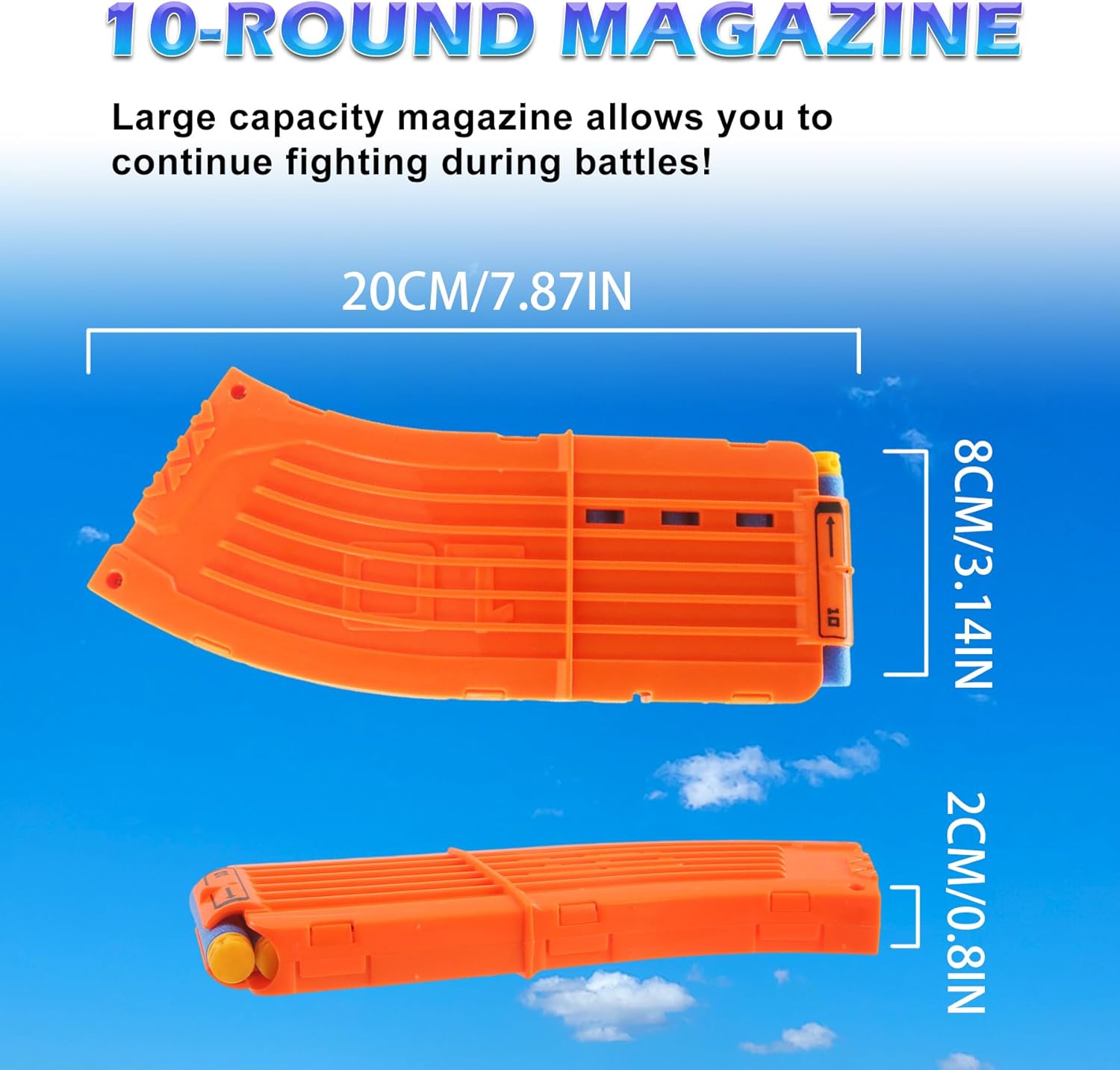 10 Darts Curved Magazine Quick Reload Clip Compatible for Nerf Elite (Orange, 2Pcs) 2pcs Orange โ image 3