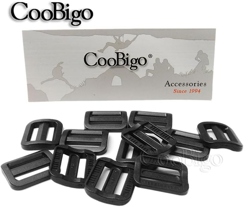 CooBigo 12 Pack Plastic Buckles for Straps 1 Inch Tri-Glide Slide, Plastic Slide Clip Heavy Duty Adjustable Webbing Tri-glides Slider Buckle for Backpack — image 5