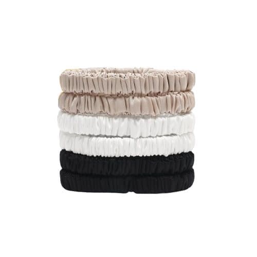 6-Pack Mulberry Silk Scrunchies Hair Bands No Damage High Elasticity, 16 Momme