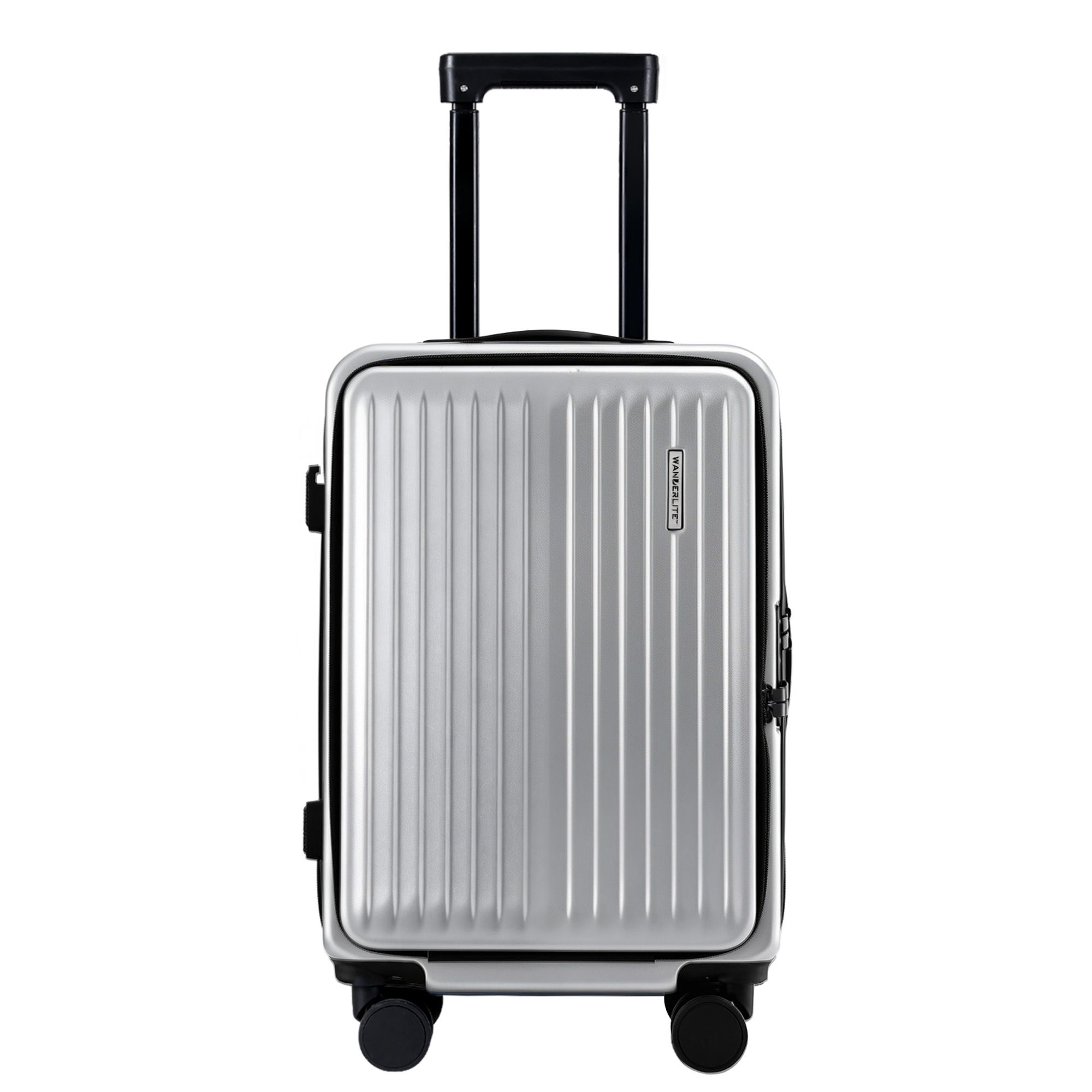 Wanderlite 20" Luggage Suitcase Front Pocket Travel Carry On Dual TSA Silver — image 3