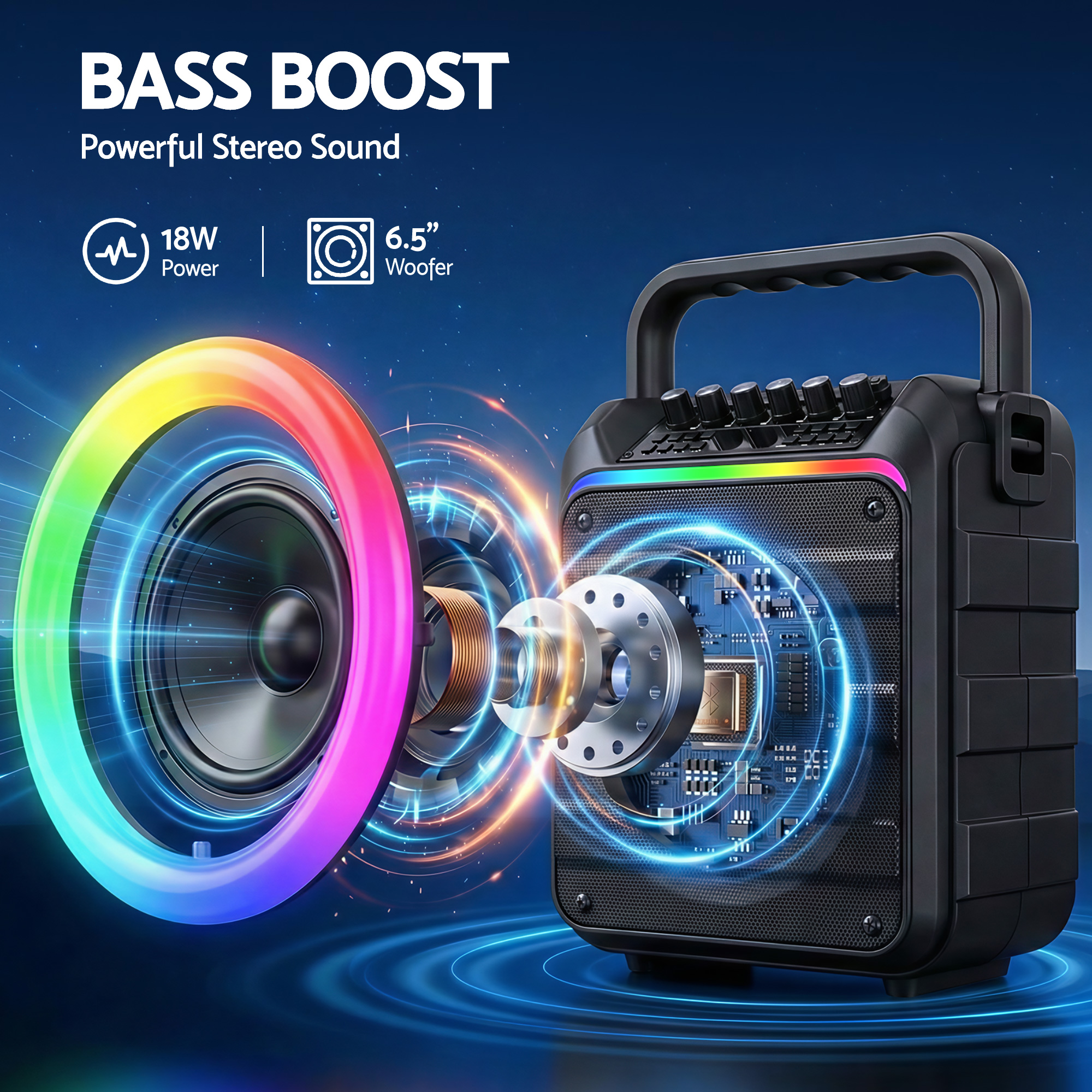 Alpha Portable Karaoke Machine with 2 Wireless Microphones Bluetooth 5.3 — image 4