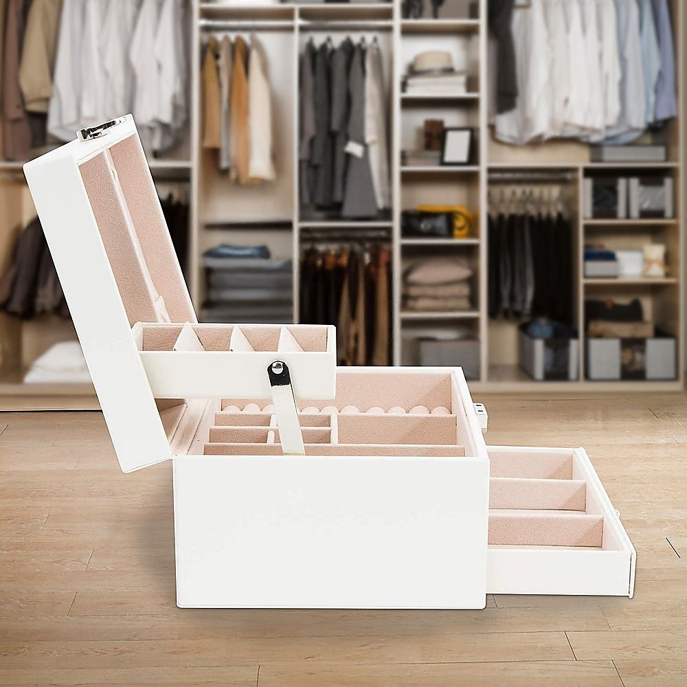 Jewellery Storage Box Girls Rings Necklaces Display Organiser Storage Case — image 2