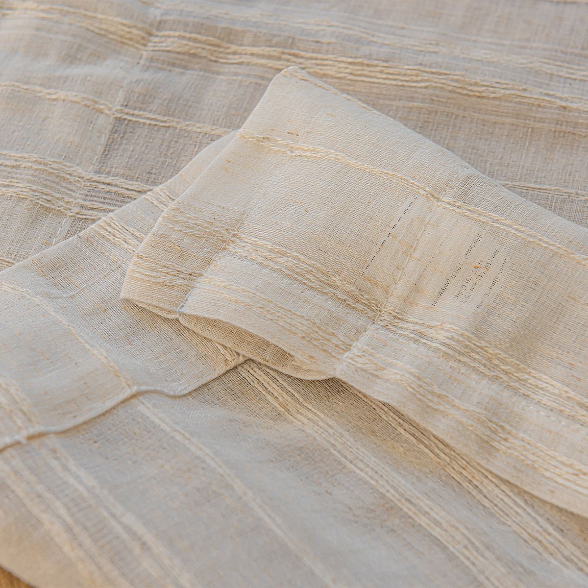 Deeprove Boho Textured Valance Tier, Neutral Bohemian Farmhouse Chic Kitchen Closet Textured Burlap with Tassels, Window Treatment Small Linen Stripe Curtain — image 3