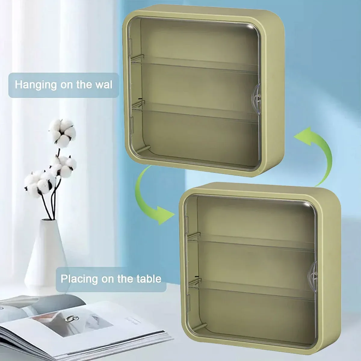 Wall Mounted Showcase Acrylic Figures Toys Display Case Dustproof Storage Box - Yellow — image 5