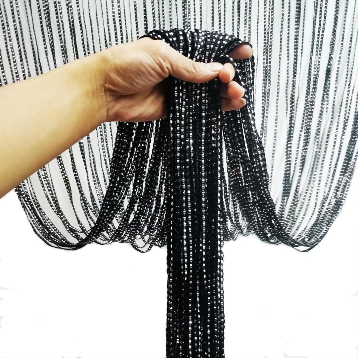 99 × 199 cm - Fly curtain - Screen door - Door curtain - Window decoration - Bead curtain - crystal bead coded door curtain - with tassels - wardrobe curtain — image 2