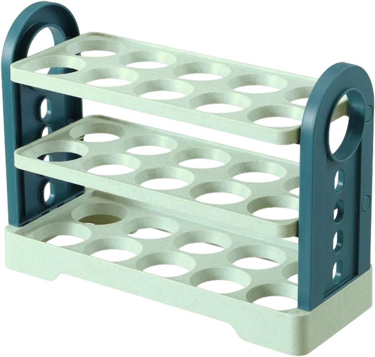Egg Basket 30 Compartments 3 Layers - Dark Blue Flip-Down - With Handle for Refrigerator
