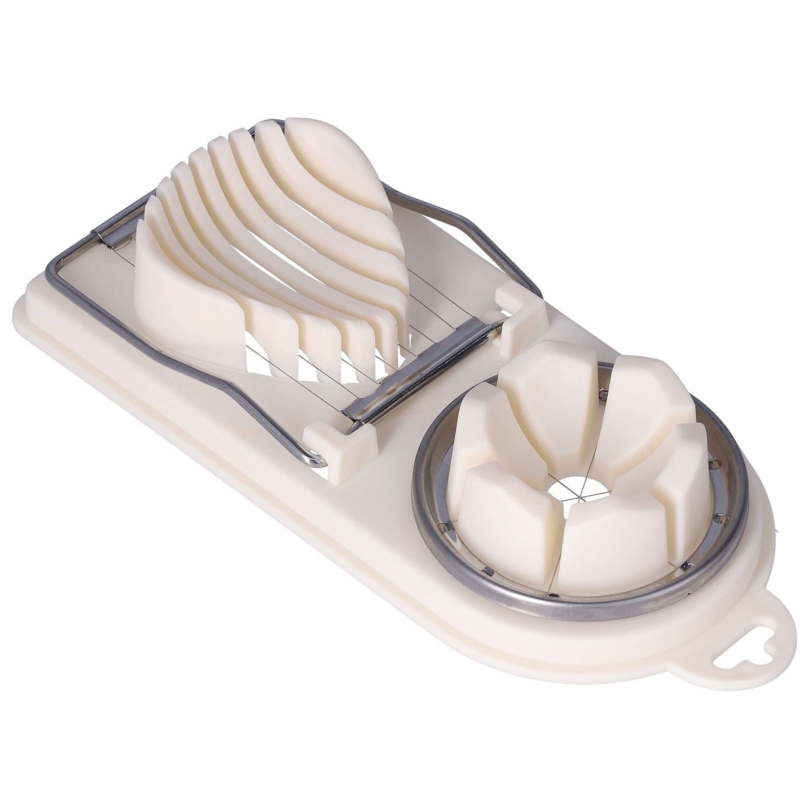 Egg Slicer 2-in-1 Eggs Cutter Multipurpose Boiled Egg Cut Slicers Stainless Steel Wire Egg Separator for Cutting Hard-Boiled Eggs Fruit Strawberry