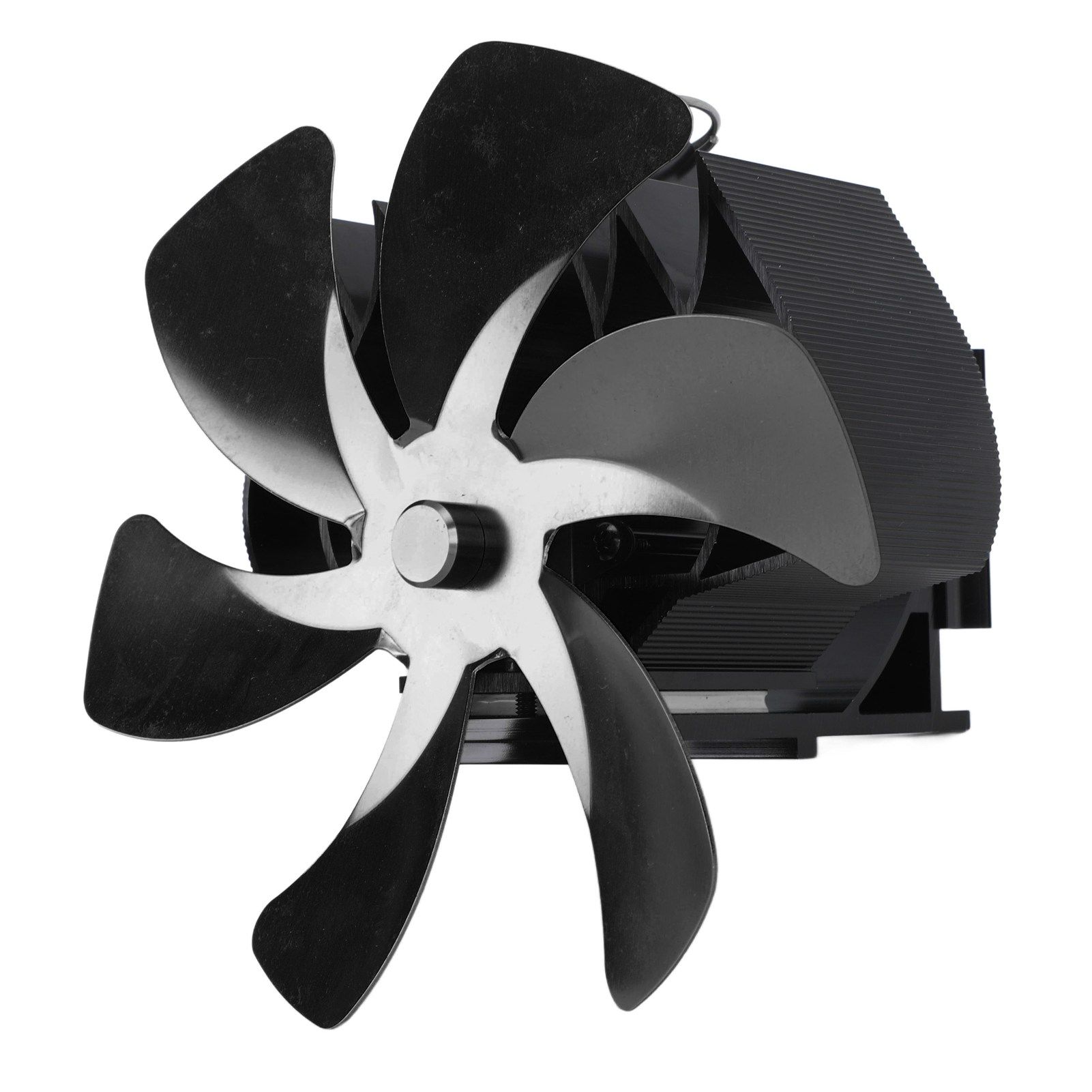 Wood Stove Fan Heat Powered 6 Blades Hanging Stove Fan Silent Flue Pipe Hanging Fireplace Fan Eco Friendly Wall Mount Black — image 2