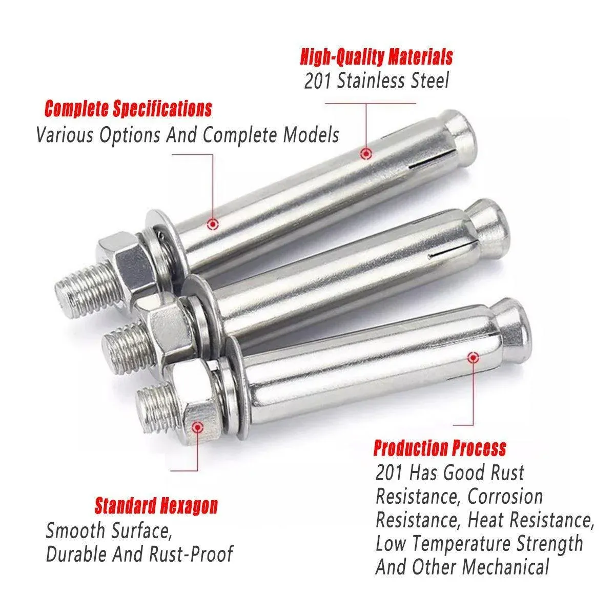 M8 Stainless Steel Expansion Anchor Bolts Heavy Duty Hex Head Screws - M8*80 โ image 6