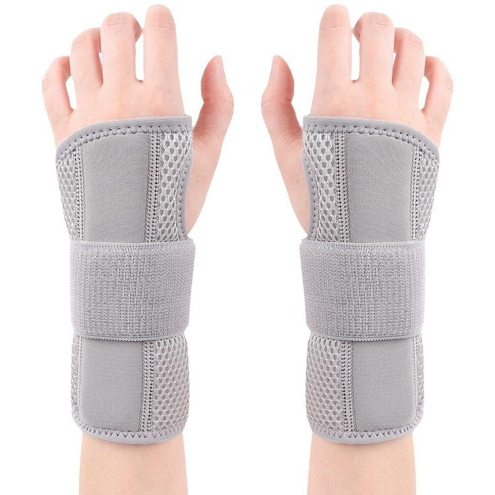 1Pair Carpal Tunnel Wrist Brace Carpal Tunnel Splint Arthritis Pain and Support For Sprained Relief Night Work - Gray & S