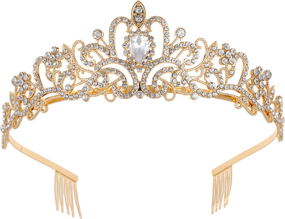 Crown for Women - Princess Crown - Diadem - Crown - Gold Tiara - Rhinestone - Elegant and Durable - Suitable for Various Occasions - Hair Jewelry - Wedding