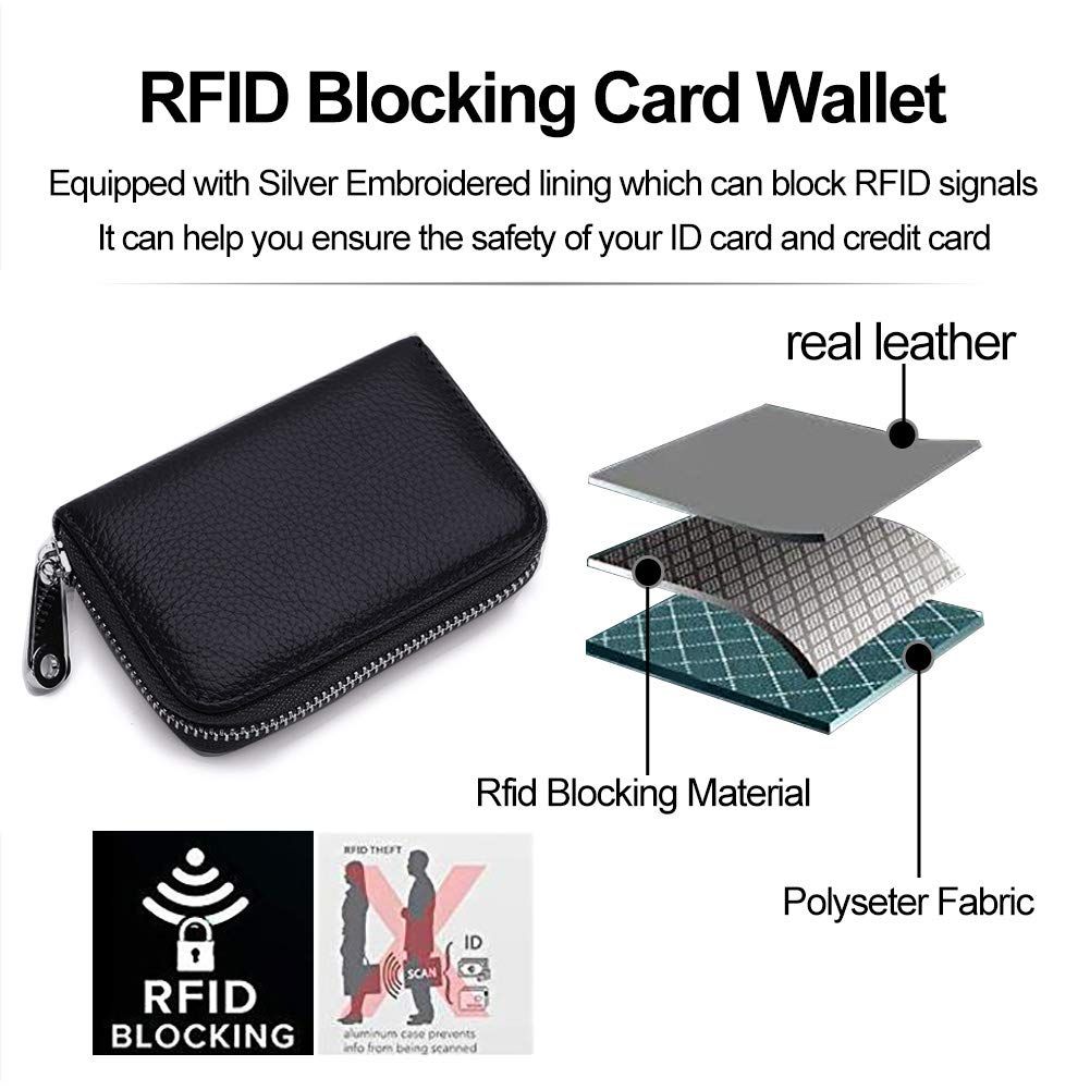 Men Women PU Leather RFID Blocking Card Wallet, Ultra Slim Portable Anti Demagnetisation Credit Card Holder, Mini Lightweight Card Case for Bank Cards ID Daily — image 6
