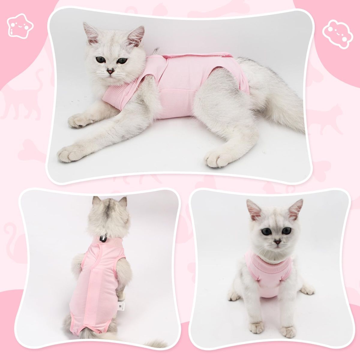 Cat Recovery Jumpsuit Abdominal Wound Protection Post-Surgery Cat Clothing - Blue - Size S(Above 16 oz) โ image 2