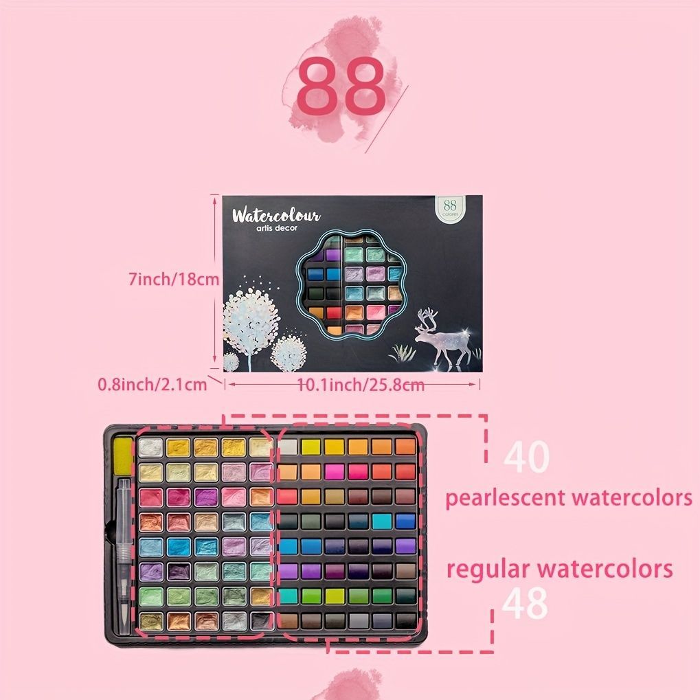 88 Color Watercolor Solid Watercolor Paint Portable Watercolor Set Watercolor - Multi-color - Size 48 colors โ image 5