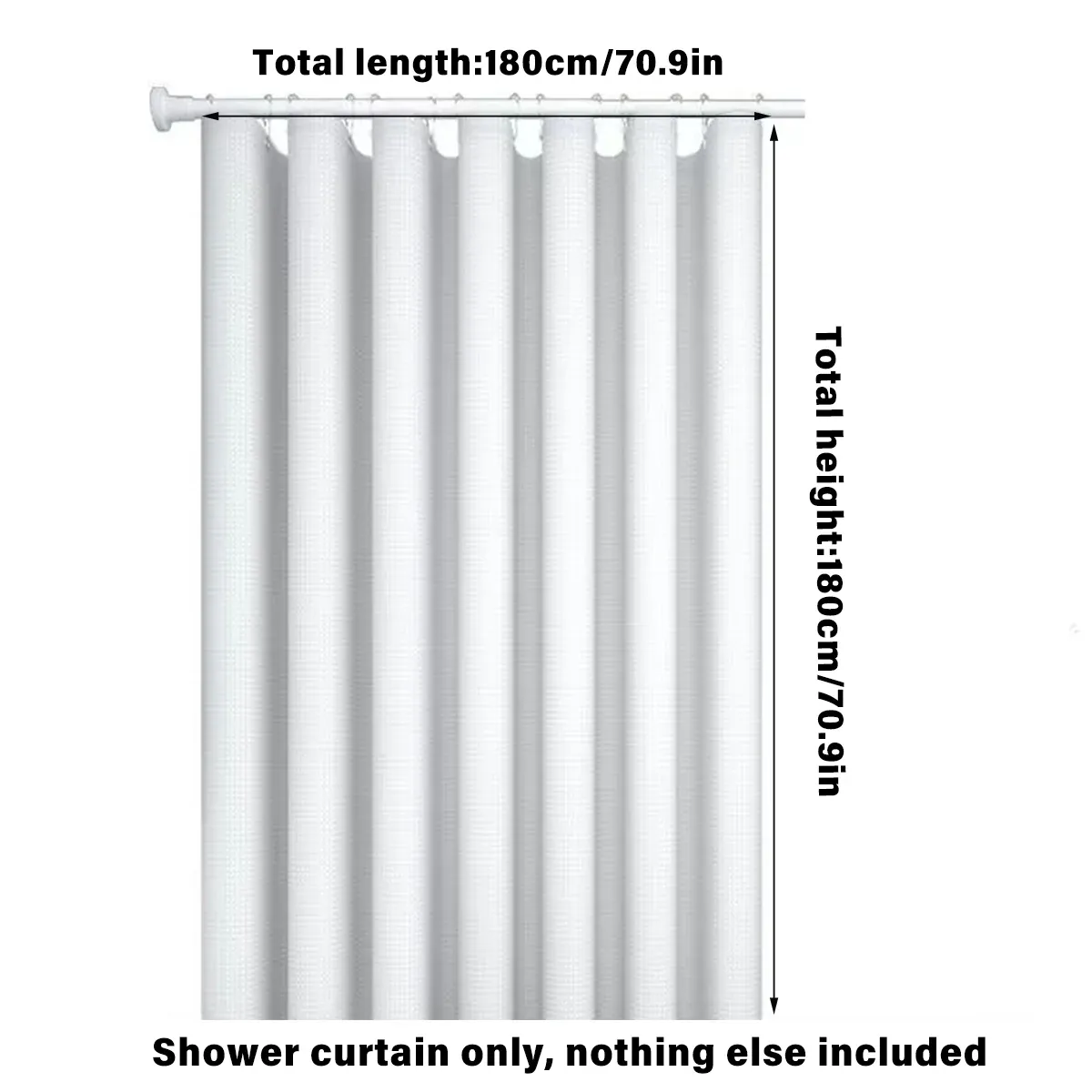 Cold White Waffle Shower Curtain Waterproof Bathroom Curtain Perforation Free — image 3