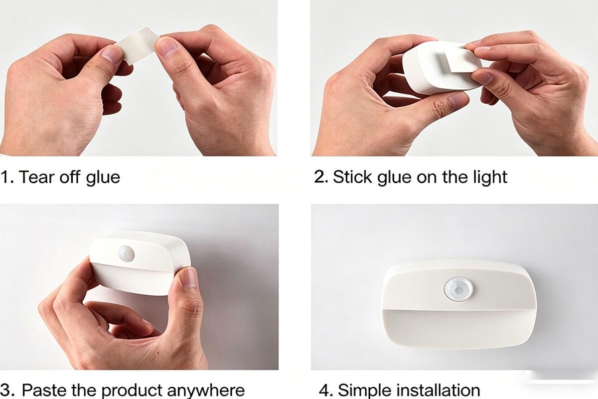 2PCS LED Motion Sensor Night Light Battery Powered Closet Stair Light — image 2