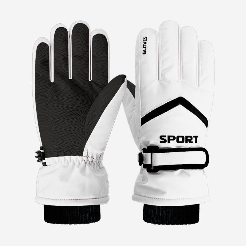 Winter men's and women's windproof and cold proof velvet warm gloves,Women's white