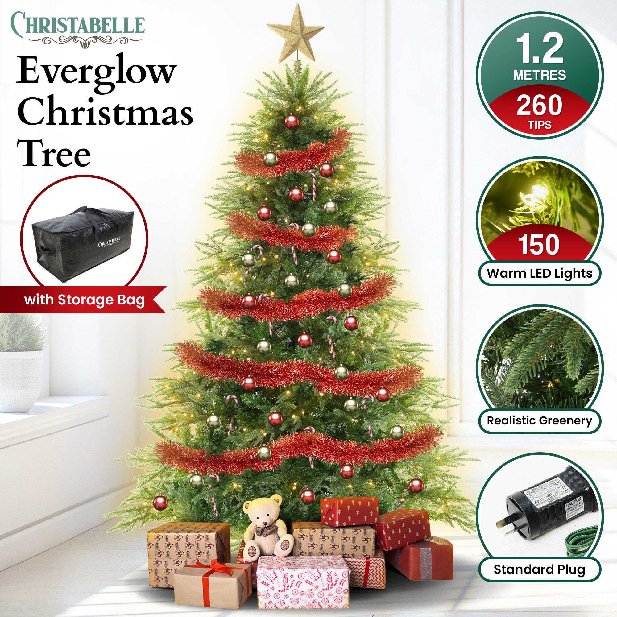 Christabelle 1.2m Prelit Everglow Fir Christmas Tree with 150 LED Lights — image 4