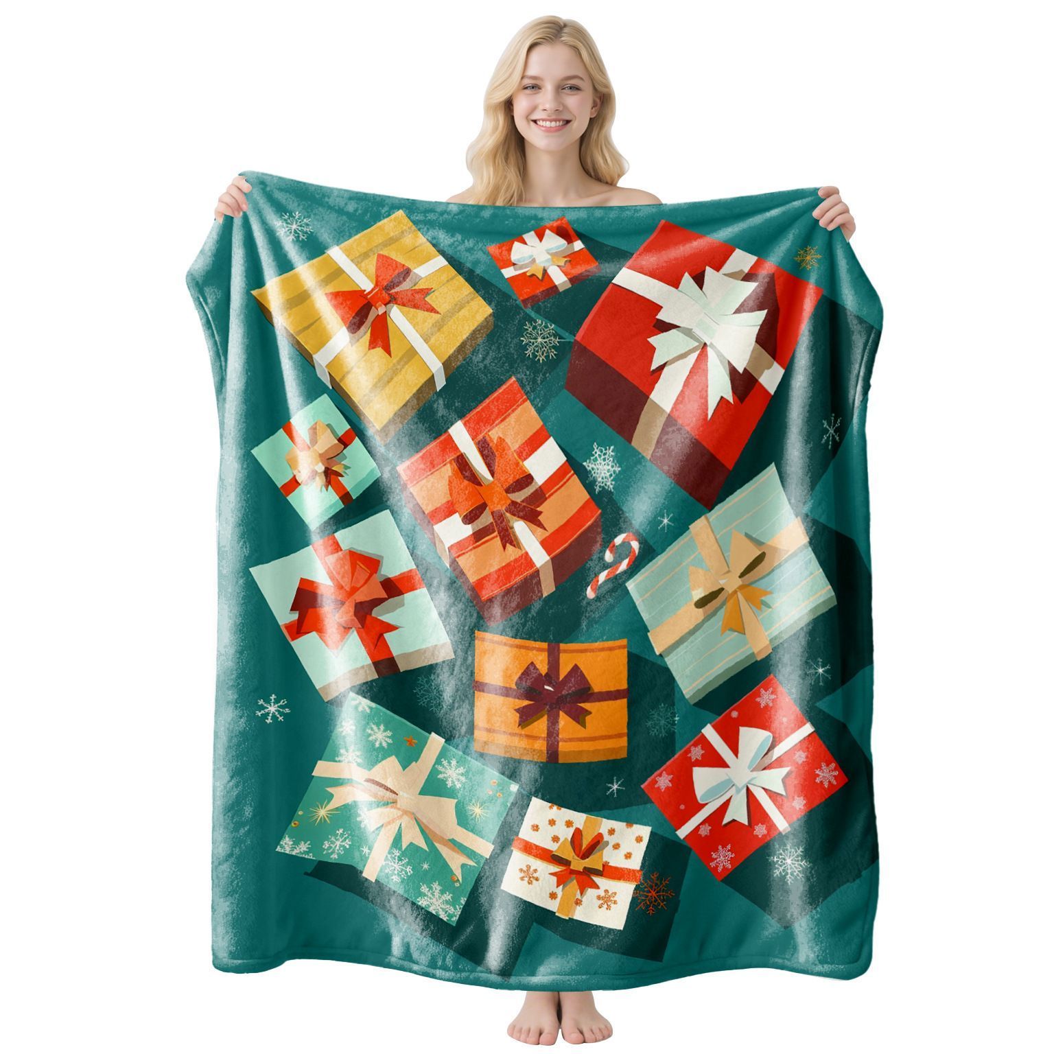 Light‑Texture Holiday Flannel Blanket, Sofa Bed Decorative Throw, Desirable Present For Christmas & Halloween Family‑focused Gifting, Style FLR‑195, Size S