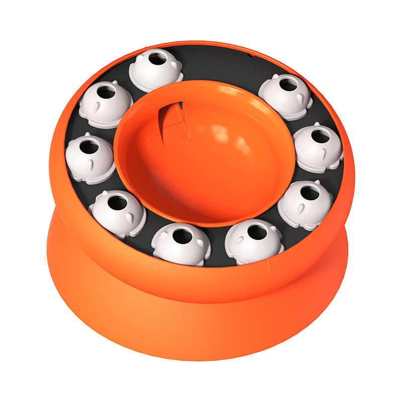 Orange Interactive Slow Feeder Cat Bowl - 15° Tilt Design, Puzzle Feeder for Healthy Eating — image 2