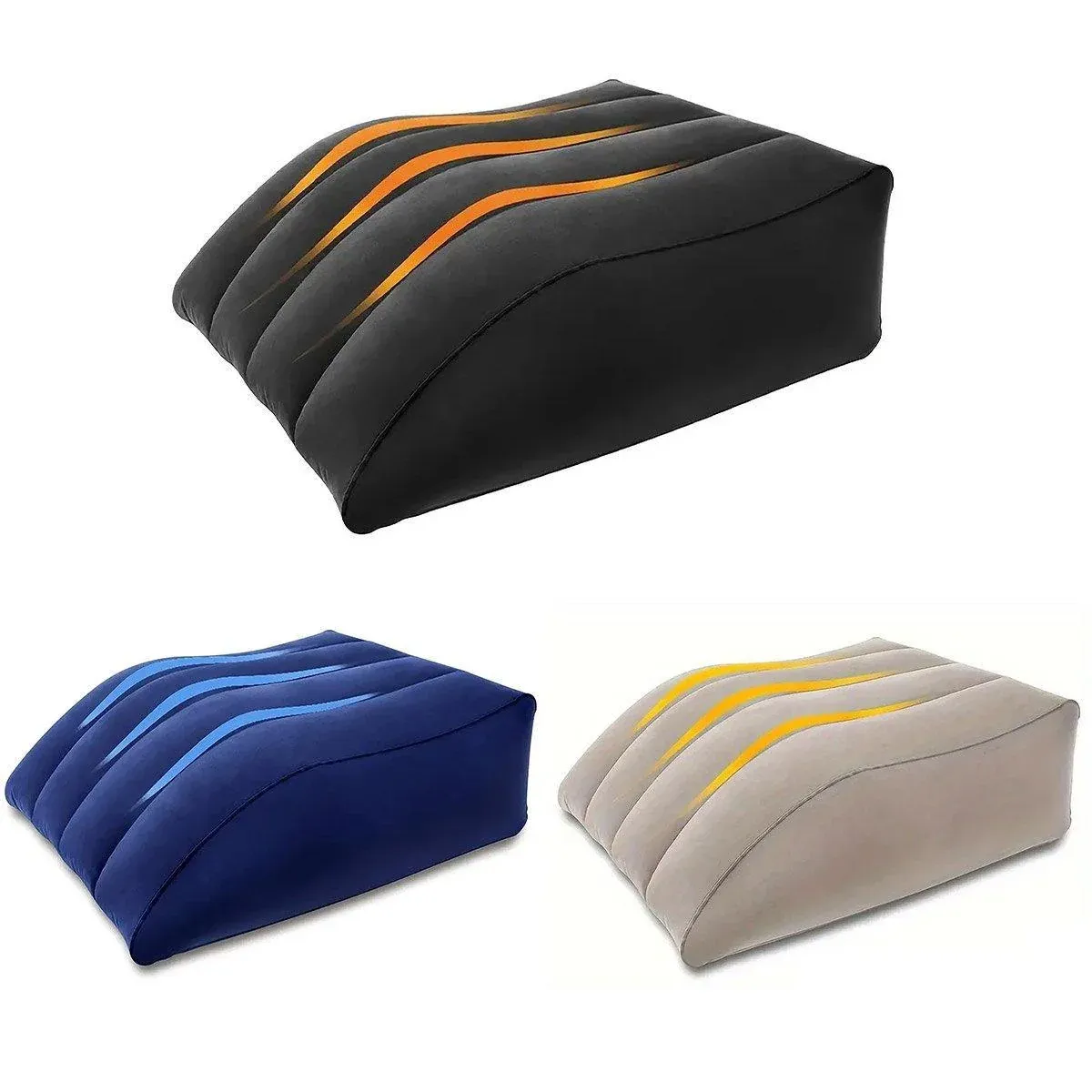 Inflatable PVC Leg Pillow Wedge Triangle Foot Cushion Flocking - Grey โ image 3