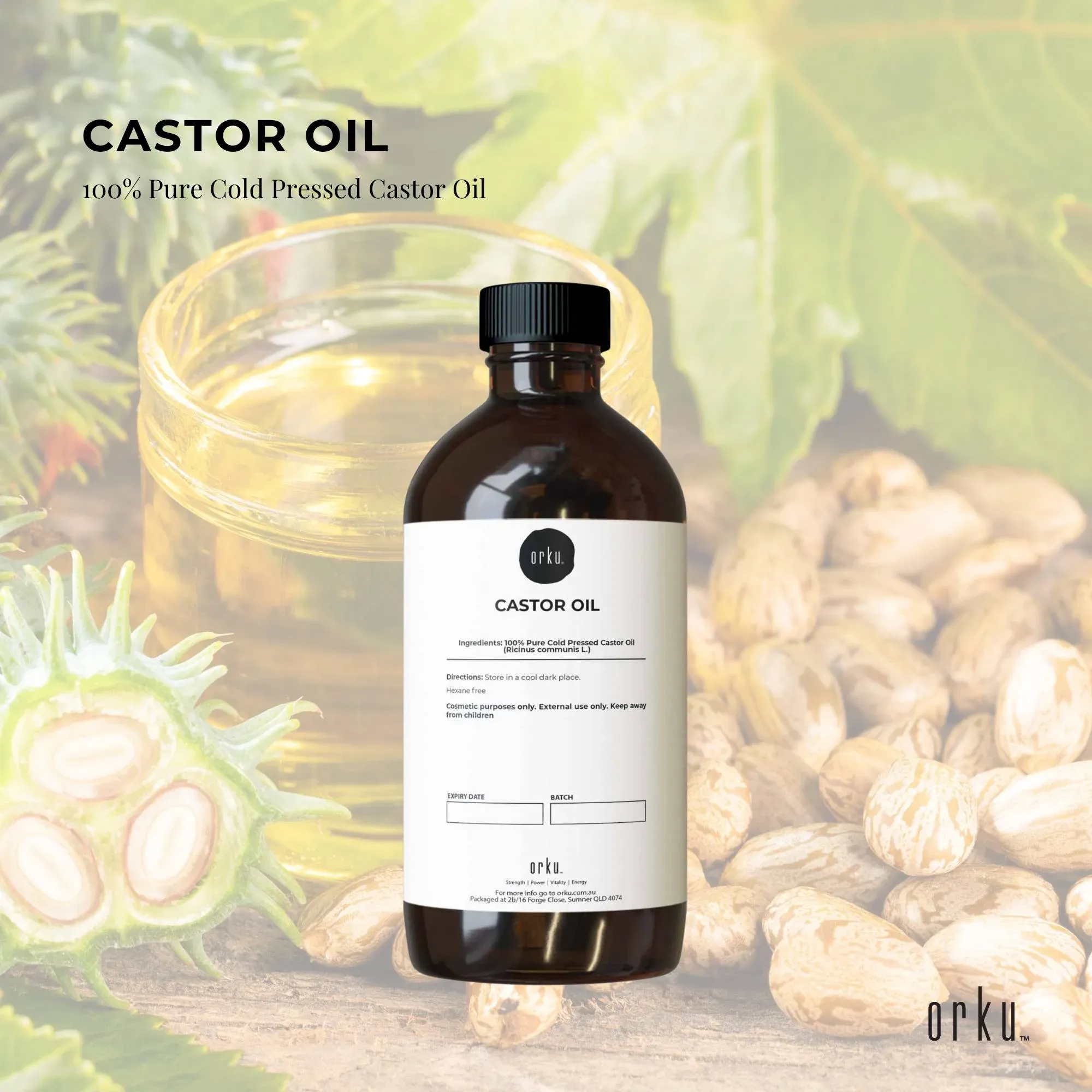 Orku 1.5L Castor Oil Cold Pressed Virgin Hexane Free — image 2
