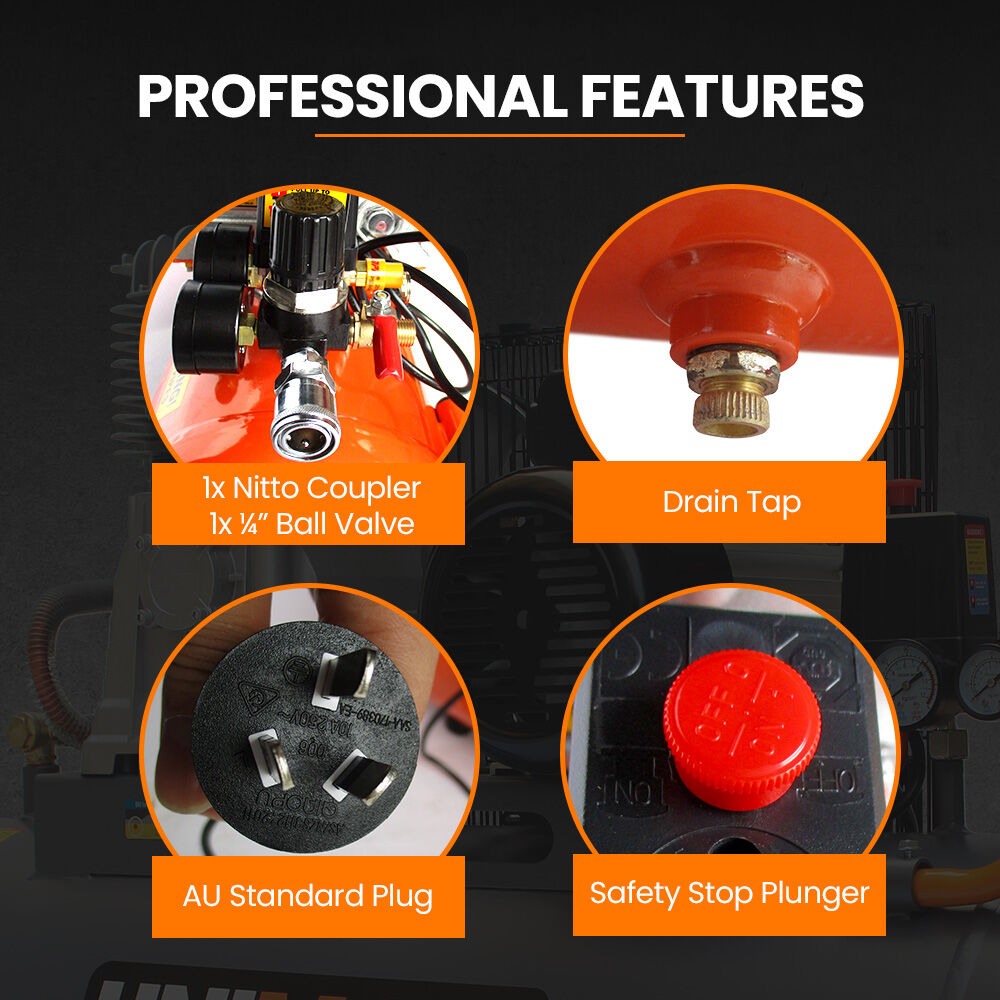 UNIMAC 24L 2.0HP Air Compressor, Direct Drive, 2 Couplers for Airtools Tyre Inflation, Portable, Electric โ image 5