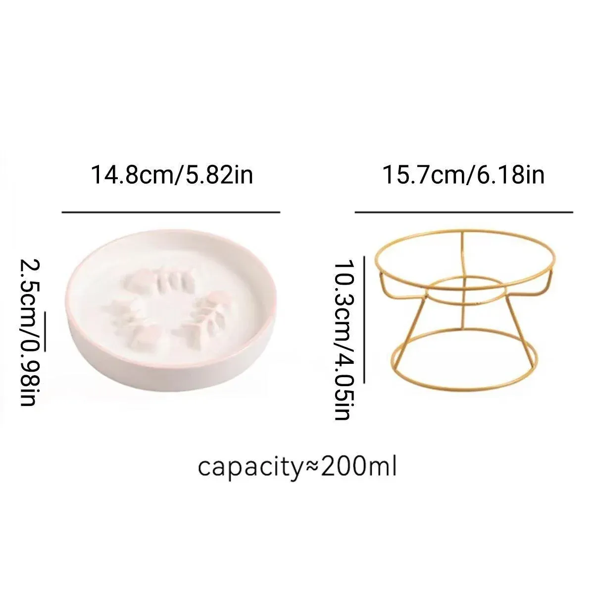 Ceramic Cat Bowl Slow Feeder Pet Food Tray for Cats and Dogs Non Slip Design - Black Bowl-Black Tray Rack — image 4