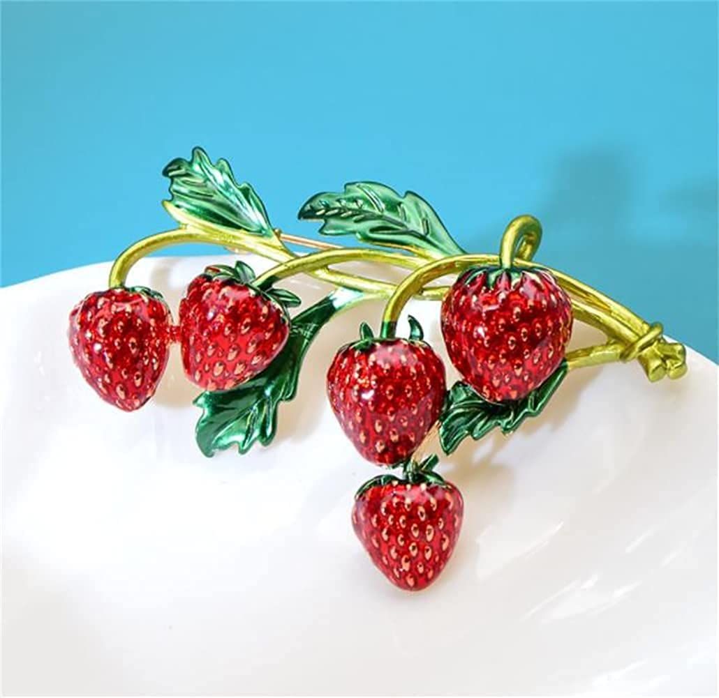 Strawberry Enamel Brooch For Women Red Strawberry Pin Brooch Fruit Brooches Pins Badges for Clothing Backpacks Bag — image 3