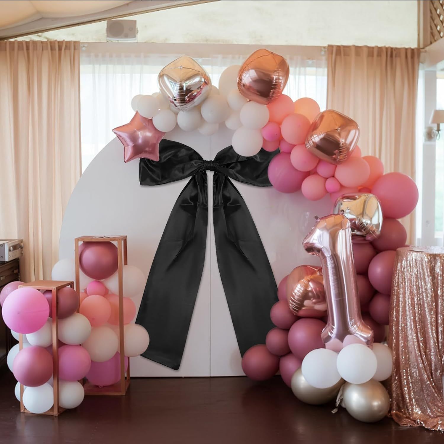Large Big Bow Decoration, Giant Bow Supplies for Party, Themed Party Decor, Large Satin Backdrop Supplies Suitable for Bedroom Baby Shower, Black โ image 4