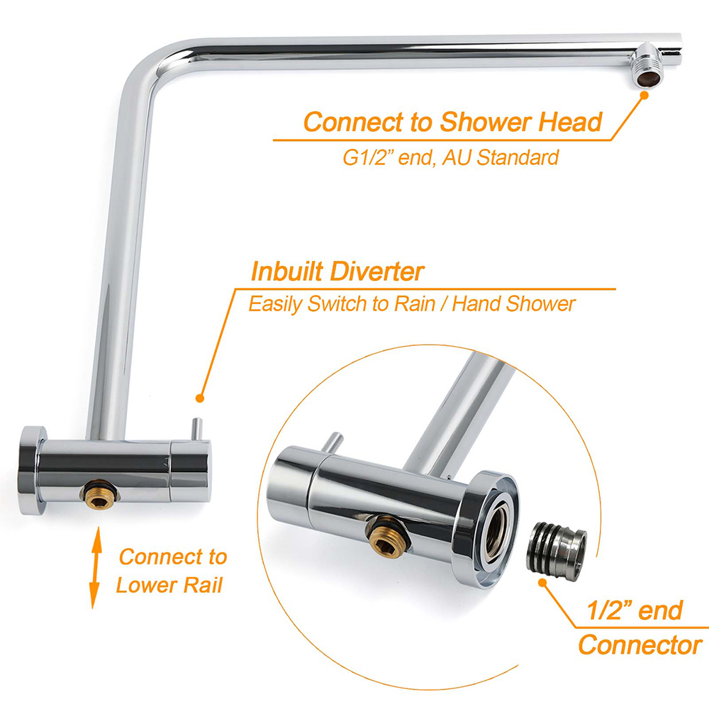 Twin Shower Set 10" Rainfall Head 3 Modes Handheld Rose Silde Rail Chrome Round — image 4